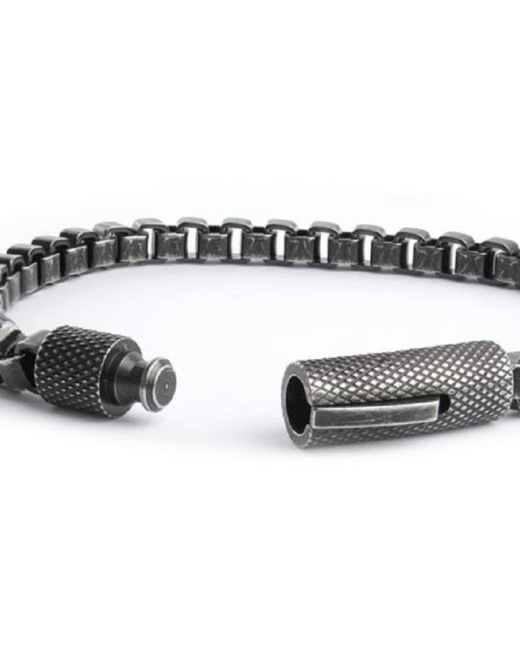 Black steel bracelet in stainless steel