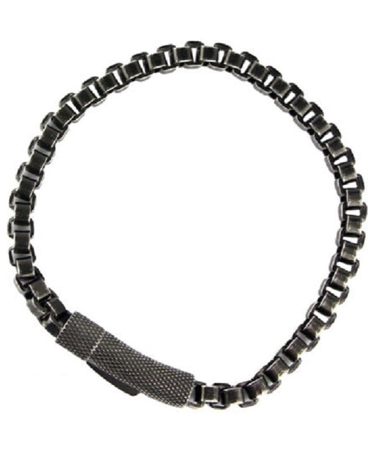 Black steel bracelet in stainless steel