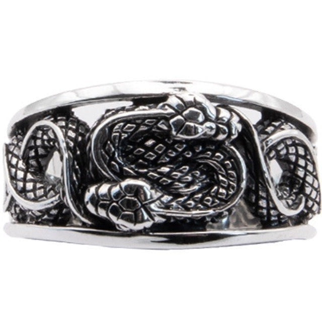Double Snakes Sterling Silver Ring