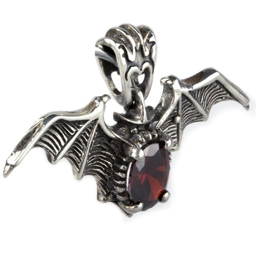 STERLING SILVER PENDANT RED BAT