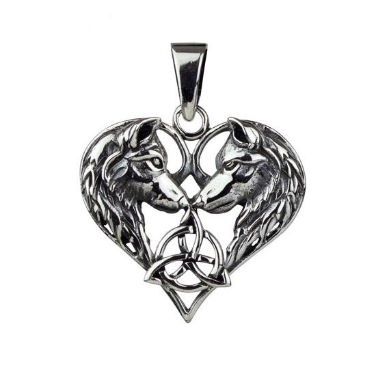STERLING SILVER PENDANT WOLF HEART