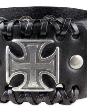 LEATHER BRACELET IRON CROSS