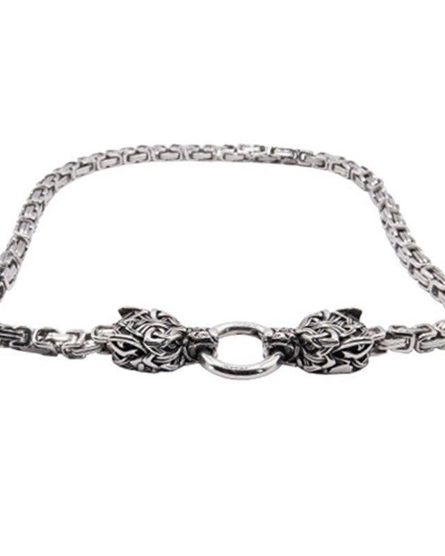 NECKLACE WITH CELTIC WOLF HEADS