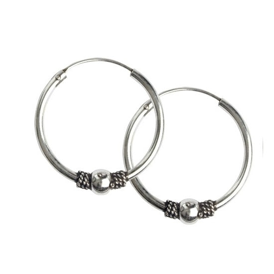 STERLING SILVER EARRINGS BALI CREOLE MEDIUM