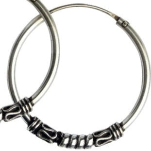 SILVER EARRINGS BALI CREOLE MEDIUM