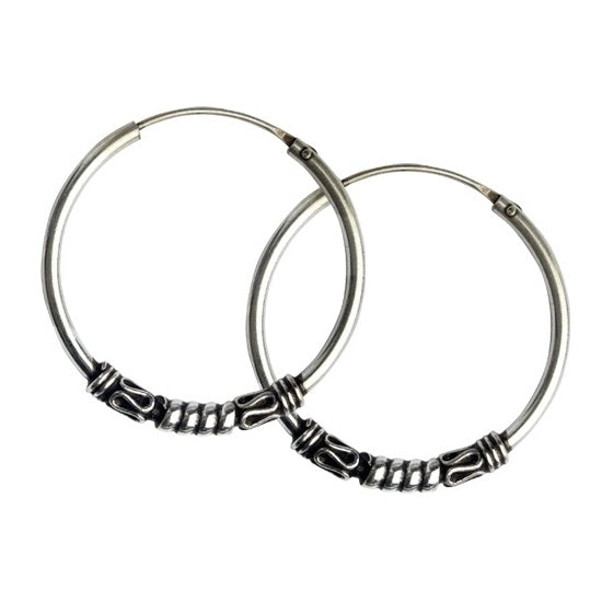 SILVER EARRINGS BALI CREOLE MEDIUM
