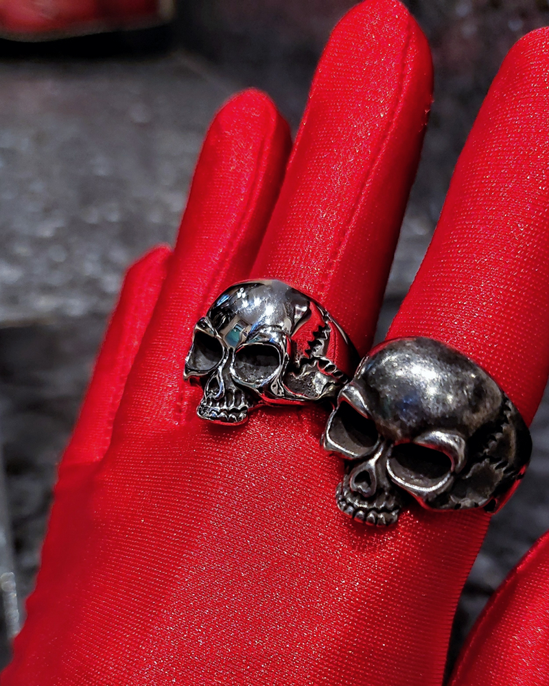 POLISHED STEEL SKULL RING