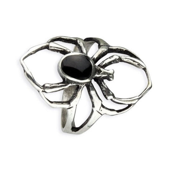 STERLING SILVER RING BLACK SPIDER