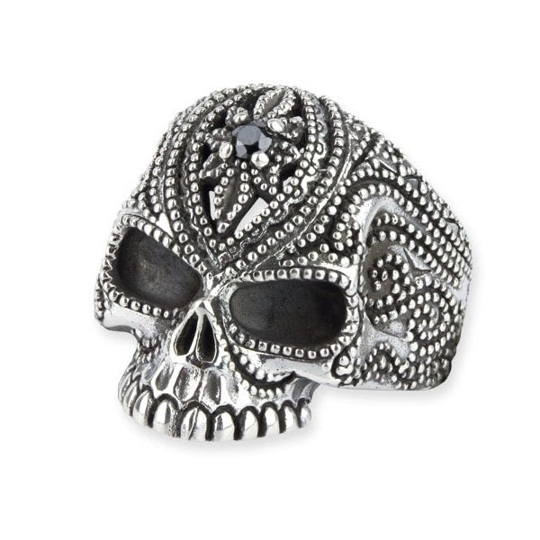 STERLING SILVER RING TATTOO SKULL