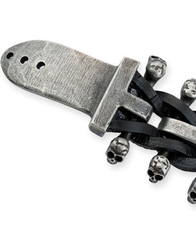 Bracelet Skull on leather
