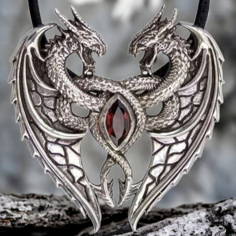 SILVER DRAGON'S HEART PENDANT