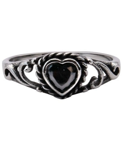 Black Heart Steel Ring
