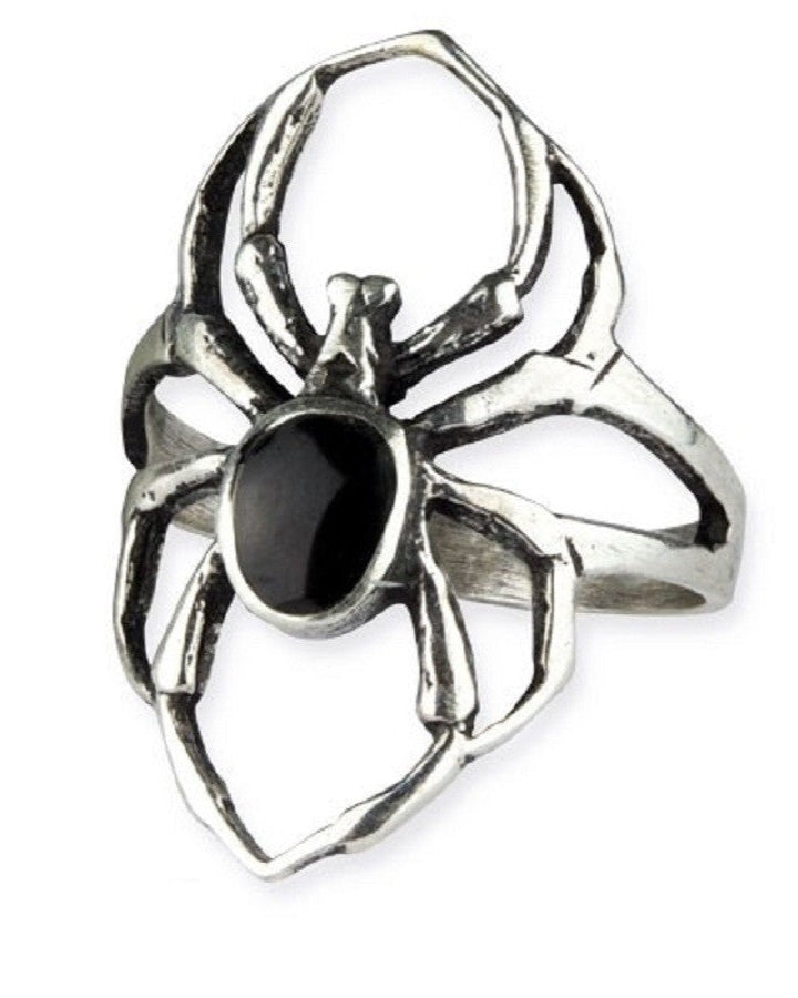 STERLING SILVER RING BLACK SPIDER