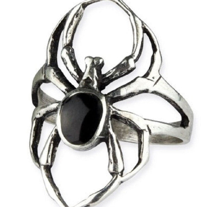 STERLING SILVER RING BLACK SPIDER