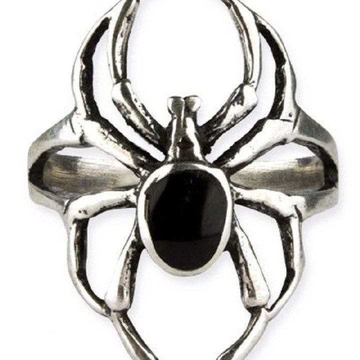 STERLING SILVER RING BLACK SPIDER
