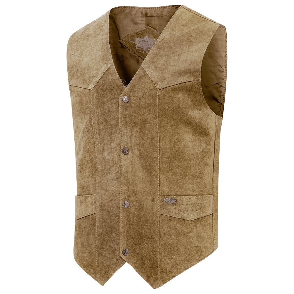 Alabama beige Suede Western Vest - Genuine Cowhide Leather