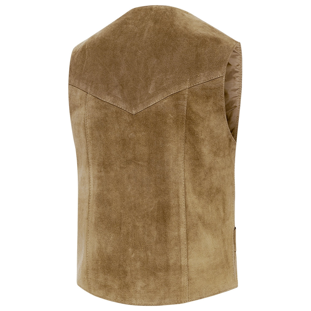 Alabama beige Suede Western Vest - Genuine Cowhide Leather