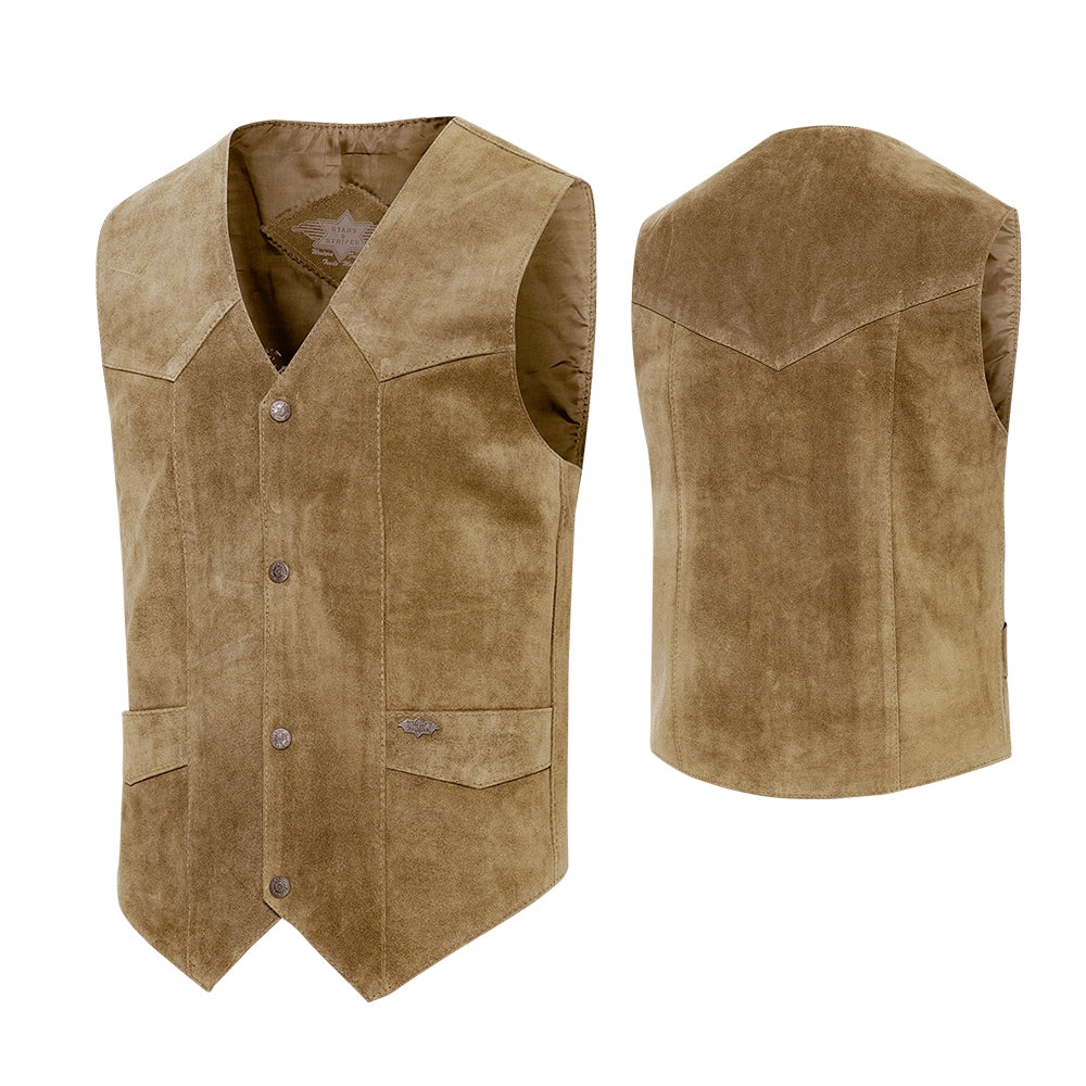 Alabama beige Suede Western Vest - Genuine Cowhide Leather