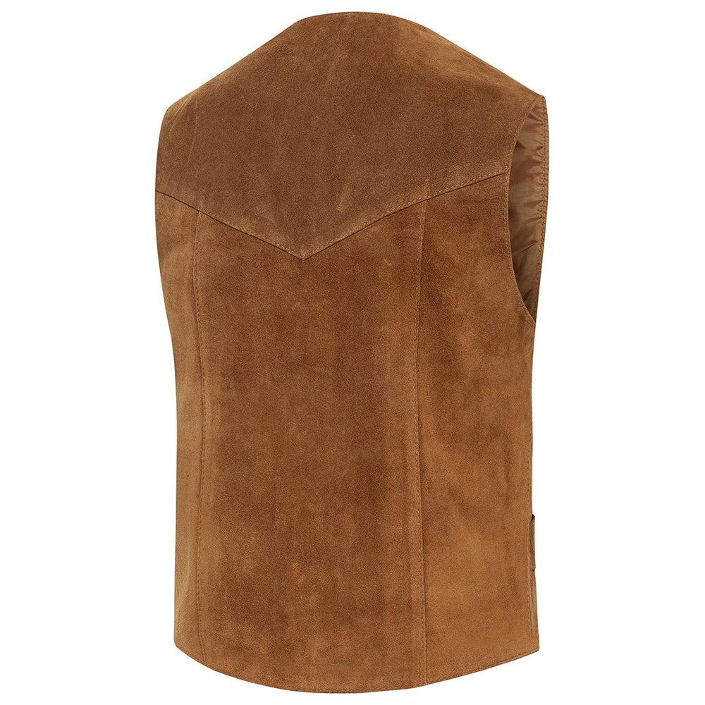 Alabama brown Suede Western Vest - Genuine Cowhide Leather