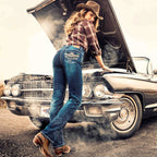 Women's Embroidered Bootcut Jeans Diamond - Premium Western Denim