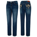 Women's Embroidered Bootcut Jeans Diamond - Premium Western Denim