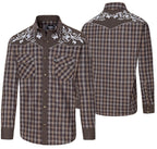 Men's Plaid Western Shirt Morgan - Embroidered Yoke with Contrast Trim