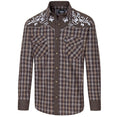 Men's Plaid Western Shirt Morgan - Embroidered Yoke with Contrast Trim