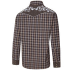 Men's Plaid Western Shirt Morgan - Embroidered Yoke with Contrast Trim