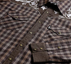 Men's Plaid Western Shirt Morgan - Embroidered Yoke with Contrast Trim