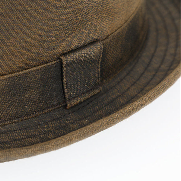 Pork Pie Hat – Washed Cotton Vintage Look with Folded Brim