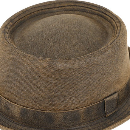 Pork Pie Hat – Washed Cotton Vintage Look with Folded Brim