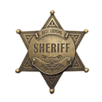 Old West Sheriff Star Badge - Zinc Alloy 78mm Western Costume Accessory