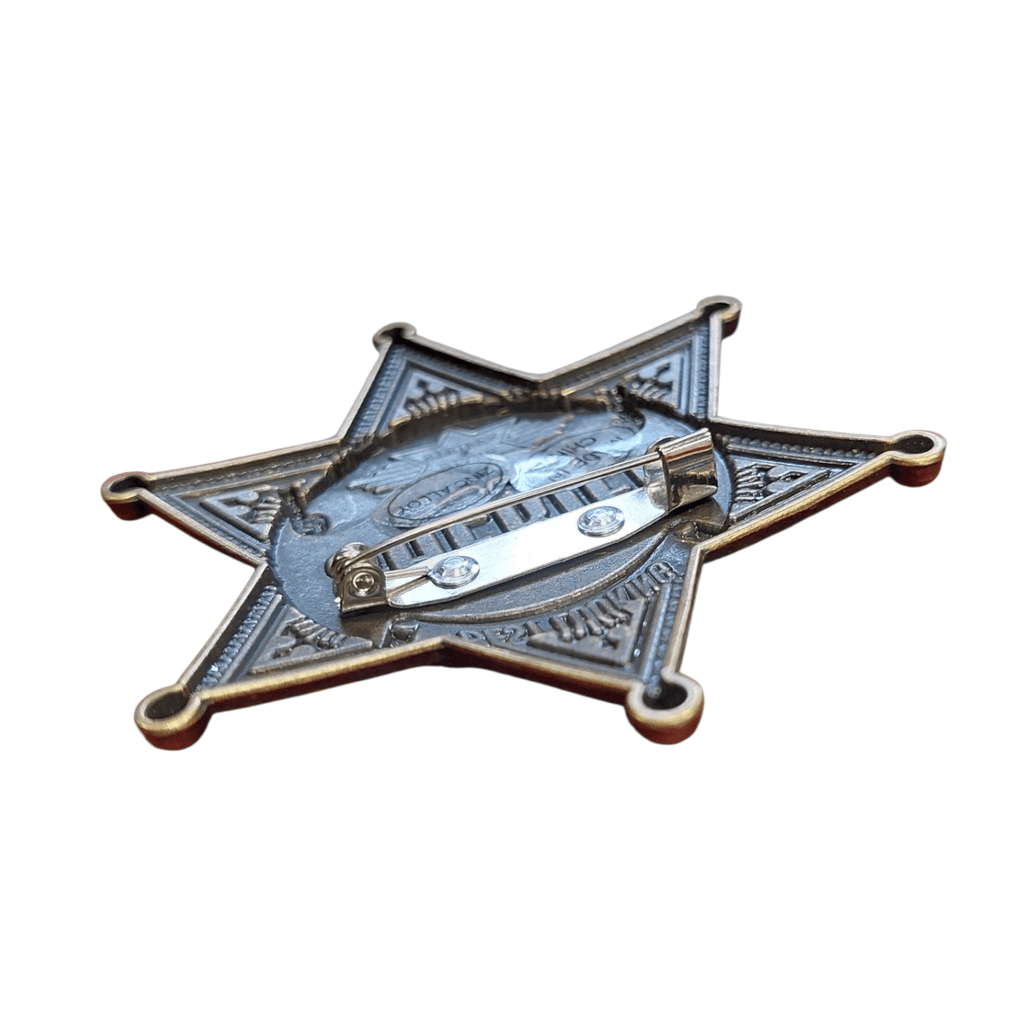Old West Sheriff Star Badge - Zinc Alloy 78mm Western Costume Accessory