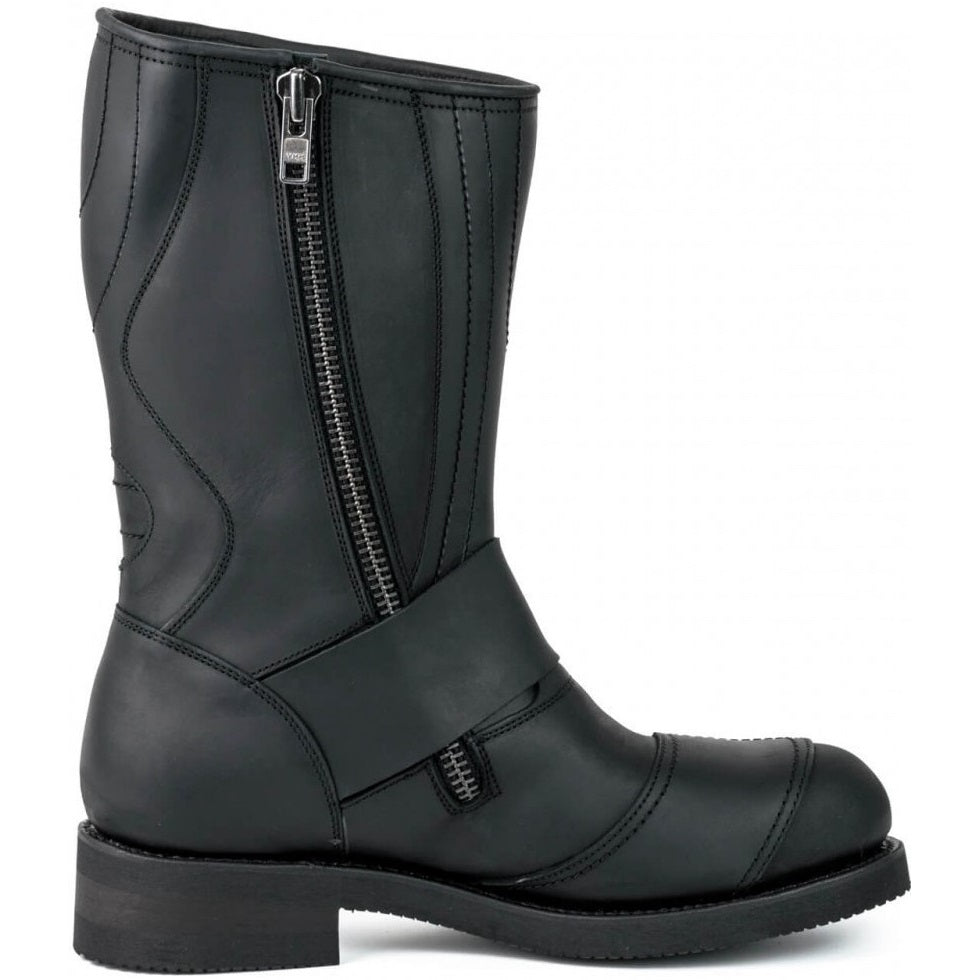 LEATHER BIKER BOOTS WITH ZIPPER
