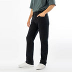Men's Black Denim Regular Straight Jeans - Premium Over-Dyed Stretch Denim