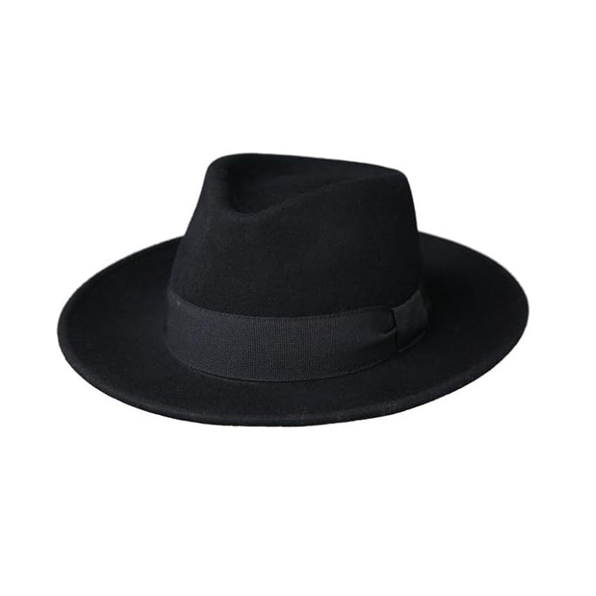 Fedora Wool Felt Hat with Grosgrain Ribbon, Waterproof & Crushable
