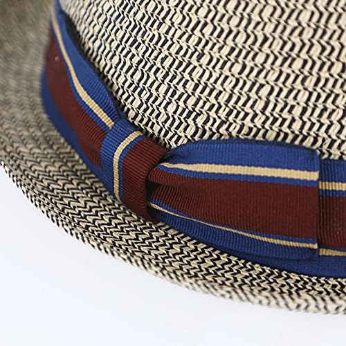 Melange Pork Pie Hat with Striped Grosgrain Ribbon - Unisex Travel Hat navy