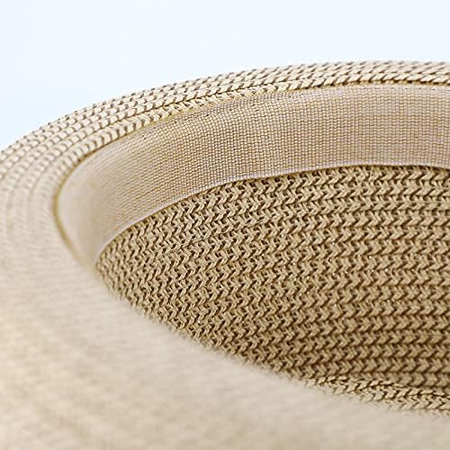 Melange Pork Pie Hat with Striped Grosgrain Ribbon - Unisex Travel Hat beige