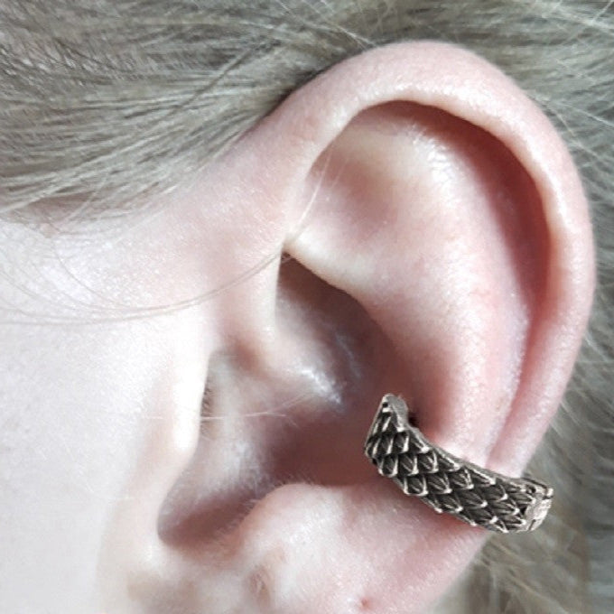 Ear Clip Dragon Skin in  Stainless Steel