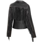 SHORT LEATHER FRINGES JACKET AMBER