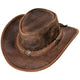 Cool western hat Crazy Horse made of waxed, brown split leather