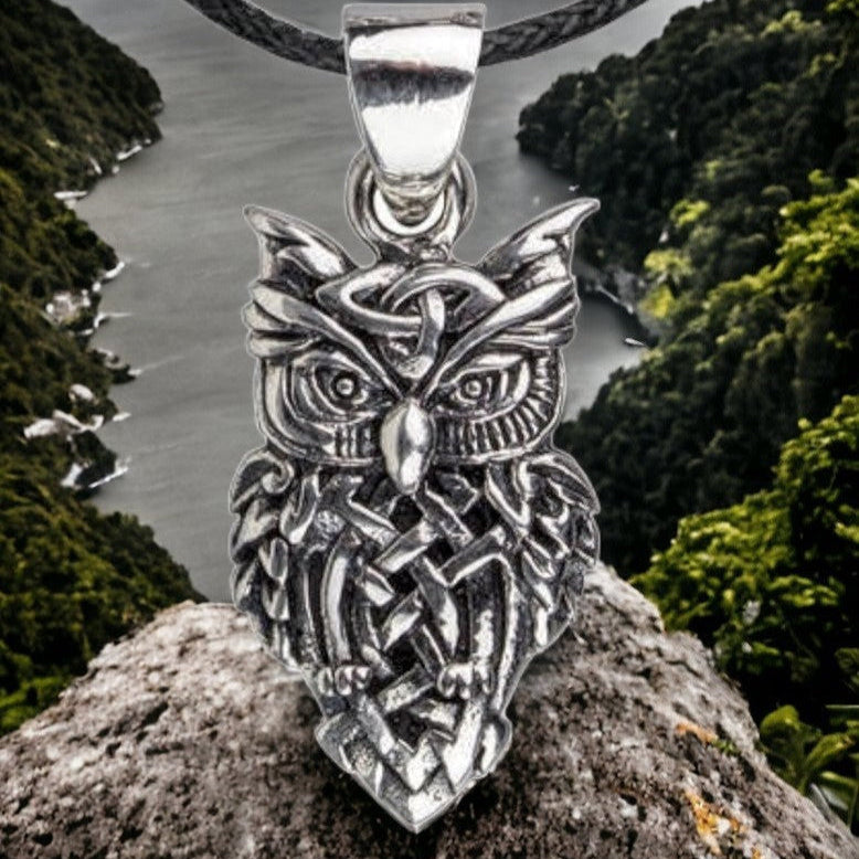 Celtic Owl Pendant in sterling silver