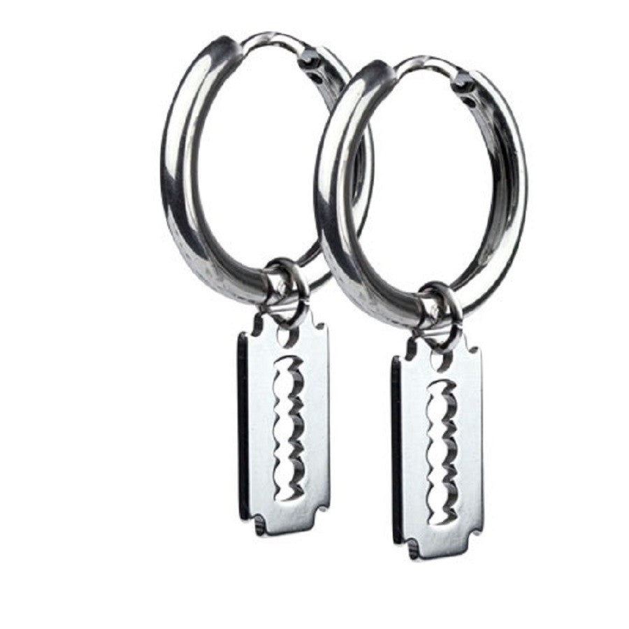 STAINLESS STEEL EARRINGS RAZOR BLADE