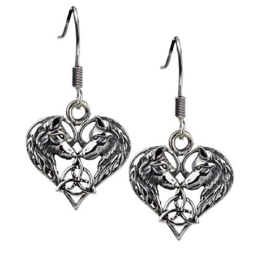 SILVER EARRINGS WOLF HEART