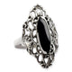 SILVER RING BIG BLACK ORNAMENT