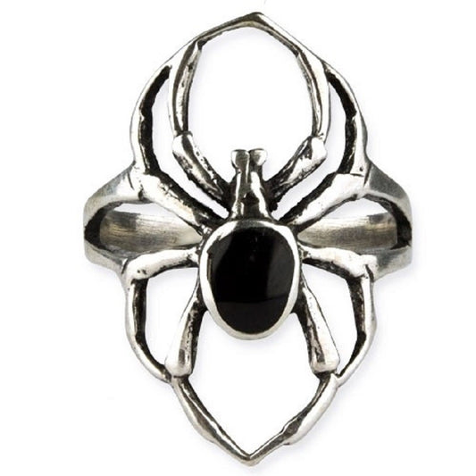 STERLING SILVER RING BLACK SPIDER