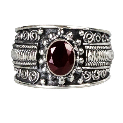 BALI GARNET SILVER RING
