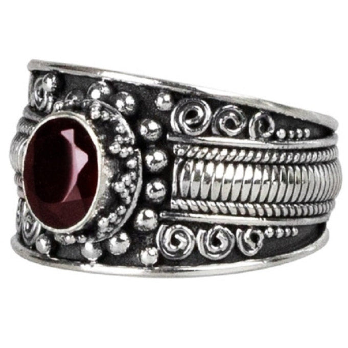 BALI GARNET SILVER RING