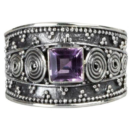 BALI II AMETHYST SILVER RING