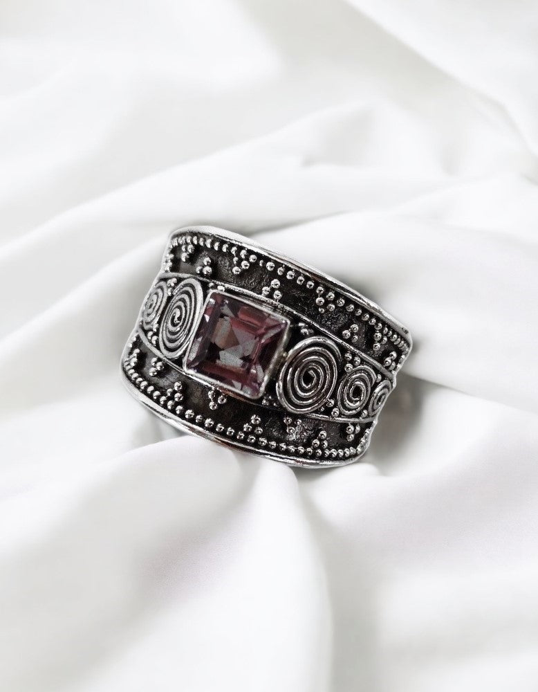 Bali Amethyst Silver Ring